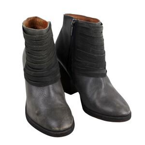 Pikolinos GRAY GENUINE LEATHER MID HEEL ROUND TOE ZIP SIDE ANKLE BOOTS Size 36